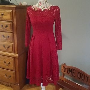 Red lace dress